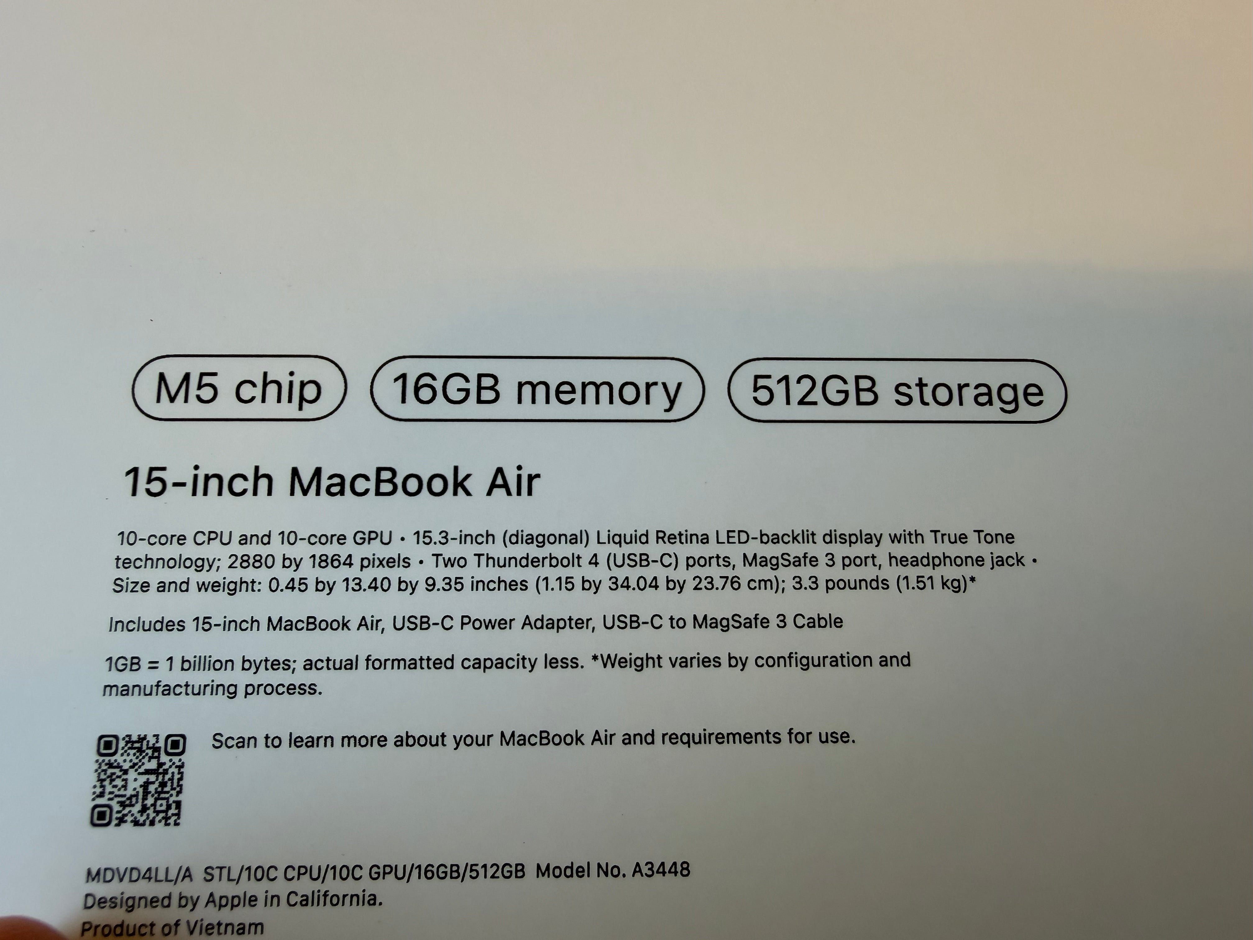 15-inch MacBook Air M5 16GB 512GB, New Sealed | DC Computers